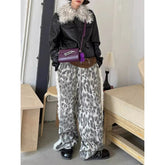 Lunivop Women Baggy Jeans Harajuku Oversize Denim Trousers Y2k Aesthetic Vintage Japanese 2000s Style Leopard Jean Pants Trashy Clothes